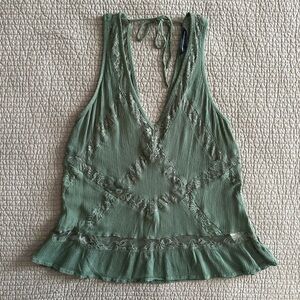 American Eagle Pleated Lace Tank Top